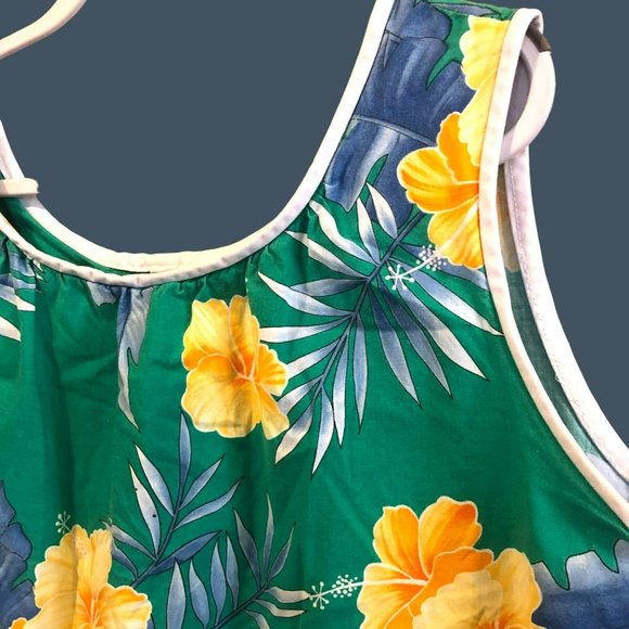 Paradise Hawaii Womens L Cotton MuMu Vtg Sleeveless Pocket Green - Picture 3 of 7